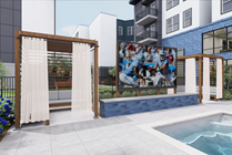 Lounge poolside in one of our cabanas or watch the game on the big screen with friends while cooling off in the resort-style pool 